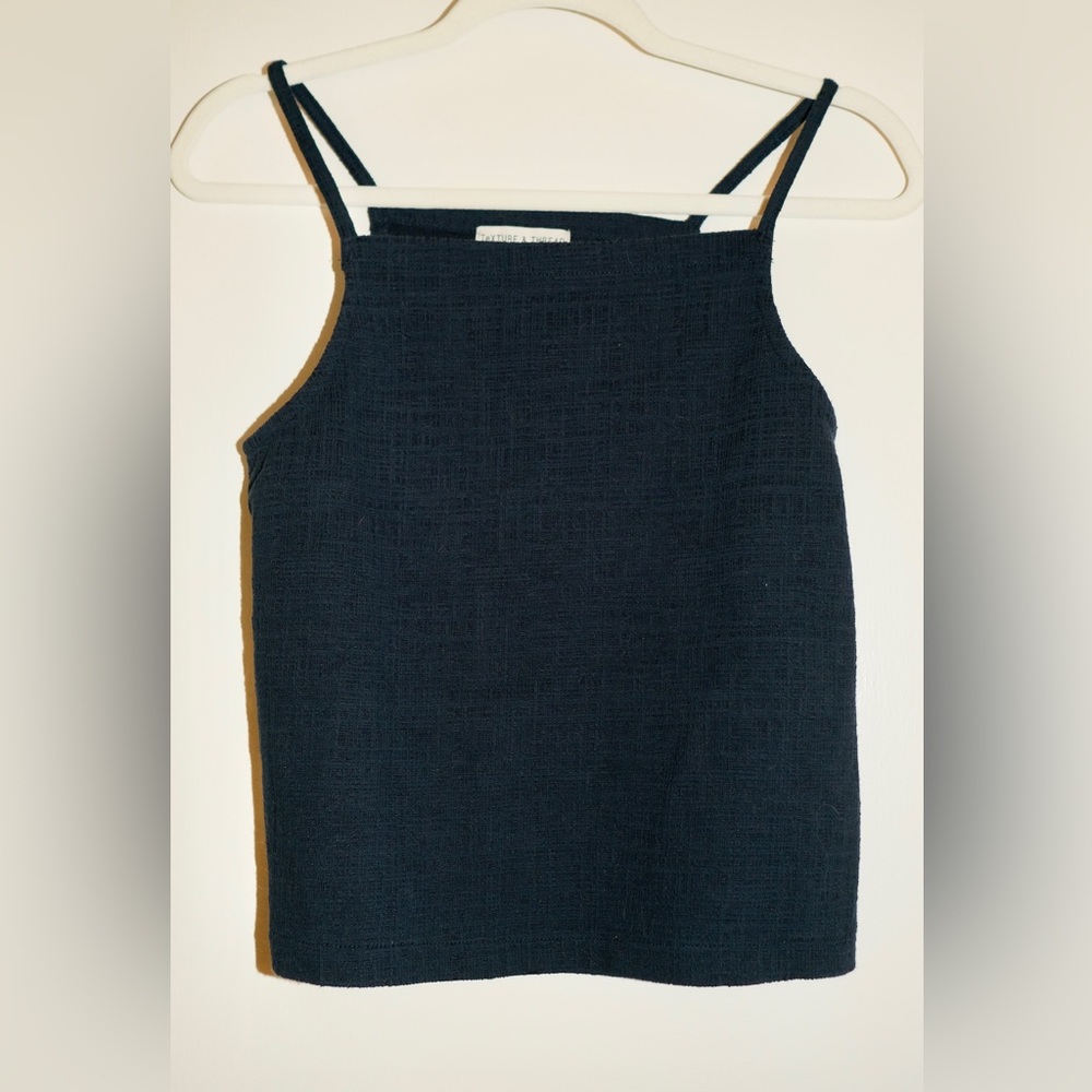 Madewell Texture & Thread Denim Navy Boxy Cropped Tank Size XS